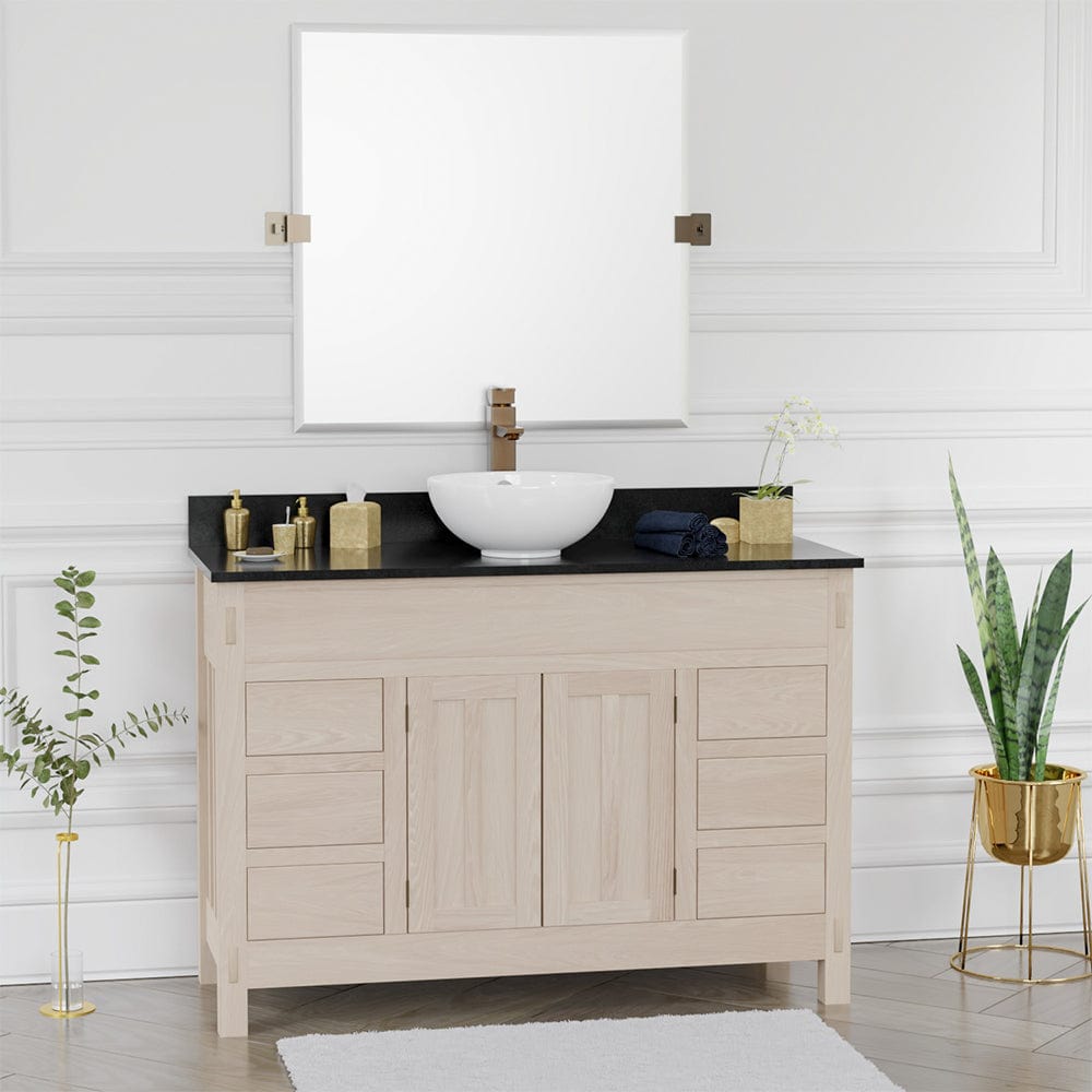 48" Narrow Mission 6 Drawer Unfinished Red Oak Vanity for Vessel Sink - 34" Height