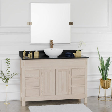 48" Narrow Mission 6 Drawer Unfinished Red Oak Vanity for Vessel Sink - 34" Height