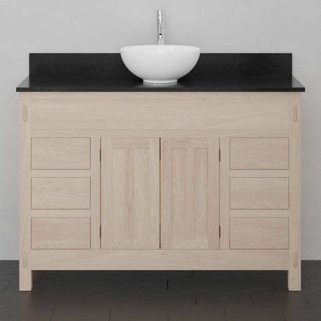 48" Narrow Mission 6 Drawer Unfinished Red Oak Vanity for Vessel Sink - 34" Height