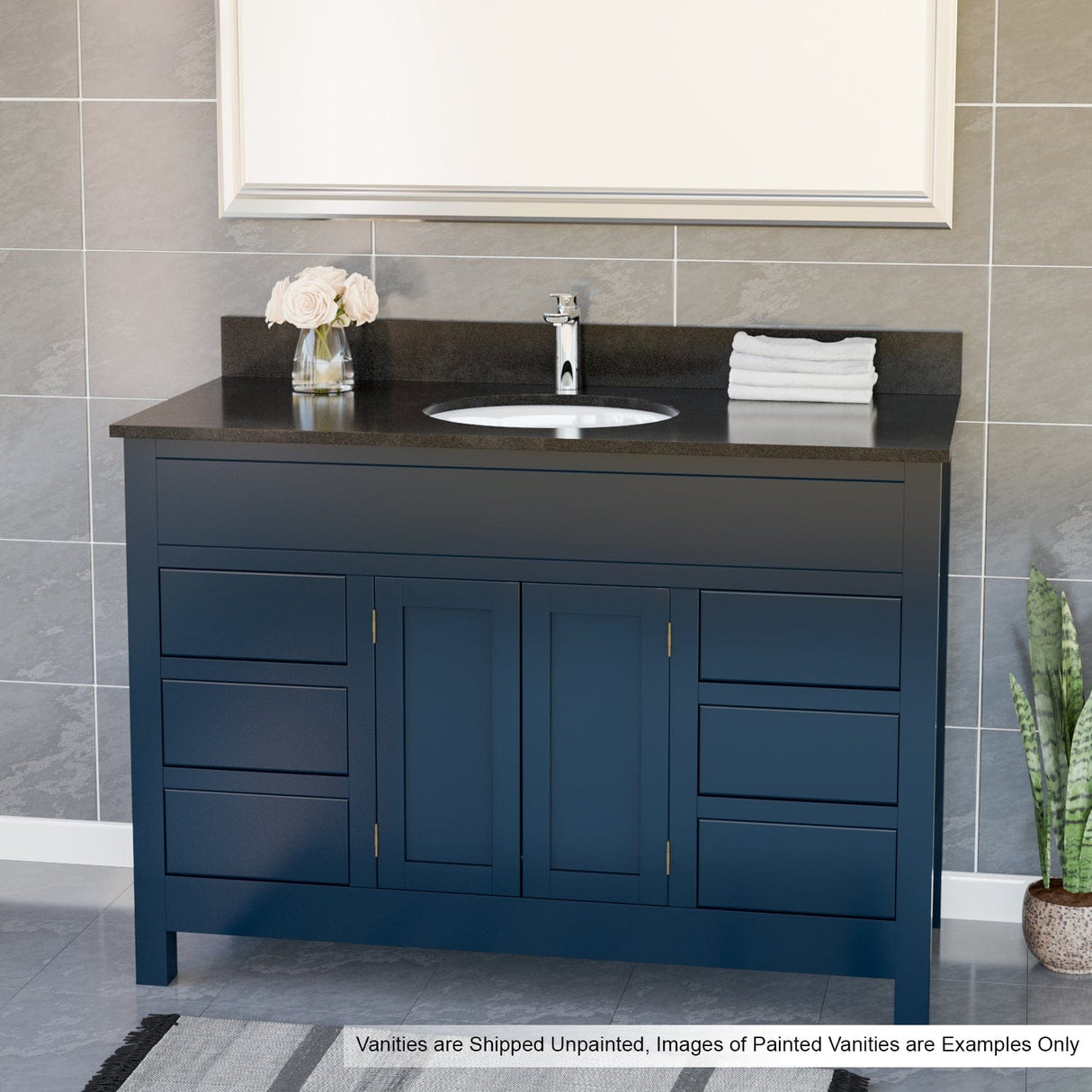 48" Unpainted Shaker Style Poplar Wood Vanity for Undermount Sink - 34" Height