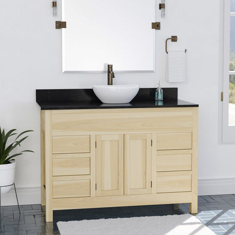 48" Unpainted Shaker Style Poplar Wood Vanity for Vessel Sink - 34" Height