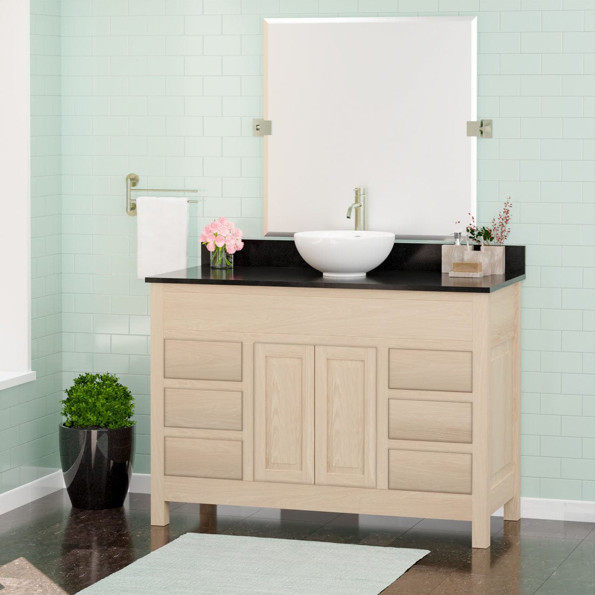 48" Vippis Unfinished 6 Drawer Red Oak Raised Panel Vanity for Vessel Sink - 34" Height