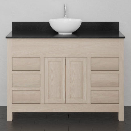 48" Vippis Unfinished 6 Drawer Red Oak Raised Panel Vanity for Vessel Sink - 34" Height