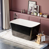 49" Tevis Acrylic Freestanding Japanese Soaking Bathtub - Ebony Finish with White Interior