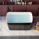 49" Tevis Acrylic Freestanding Japanese Soaking Bathtub - Ebony Finish with White Interior
