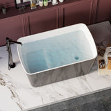 49" Tevis Acrylic Freestanding Japanese Soaking Bathtub - Ebony Finish with White Interior