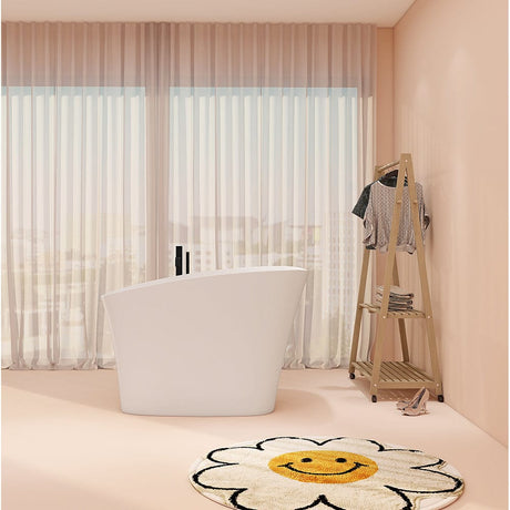 51" Betula Solid Surface Stone Resin Japanese Rectangular Soaking Bathtub with Integral Seat