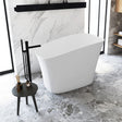 51" Betula Solid Surface Stone Resin Japanese Rectangular Soaking Bathtub with Integral Seat