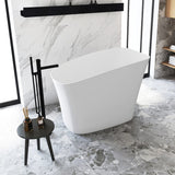 51" Betula Solid Surface Stone Resin Japanese Rectangular Soaking Bathtub with Integral Seat