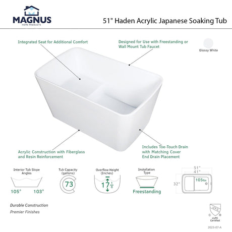 51" Haden Acrylic Japanese Soaking Tub