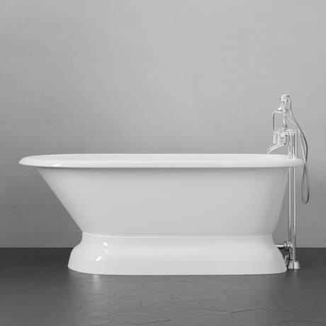 54" Conary Cast Iron Roll-Top Tub with Pedestal and Tap Deck