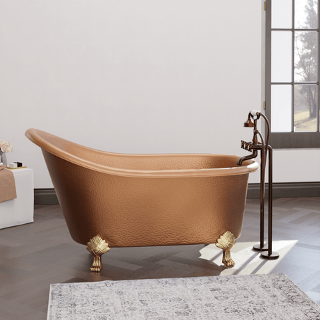 54" Dextara Hammered Copper Slipper Clawfoot Tub