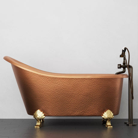 54" Dextara Hammered Copper Slipper Clawfoot Tub