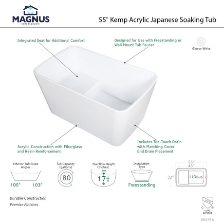 55" Haden Acrylic Japanese Soaking Tub