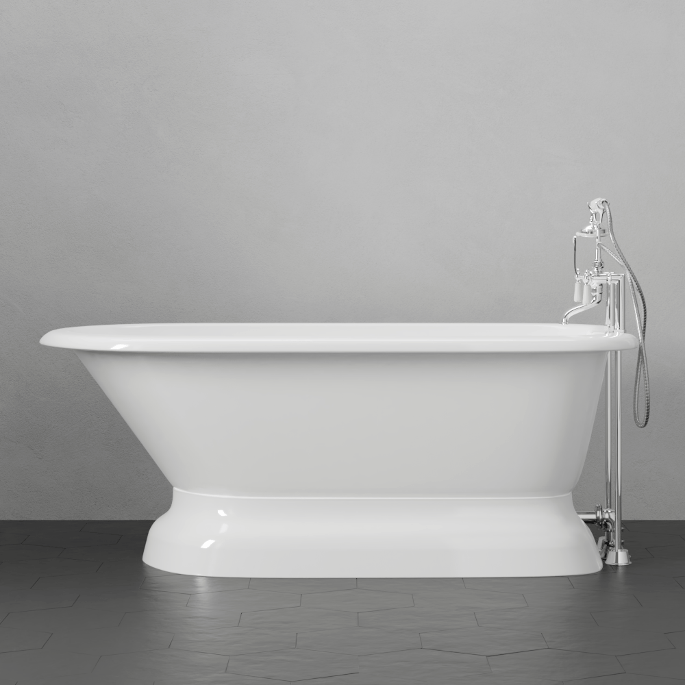 57" Conary Cast Iron Roll-Top Tub with Pedestal