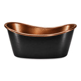 58 Argus Black Hammered Copper Double-Slipper Freestanding Tub with Polished Copper Interior