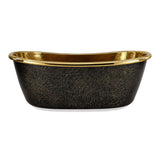 58 Avelina Black Hammered Brass Double-Slipper Freestanding Tub with Polished Brass Interior