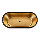 58 Eros Hammered Polished Brass Freestanding Tub with Black Rim