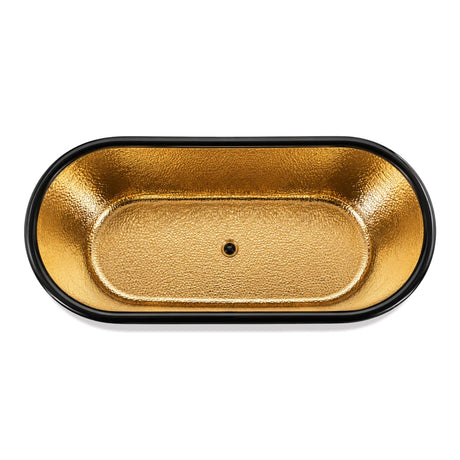 58 Eros Hammered Polished Brass Freestanding Tub with Black Rim