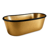 58 Eros Hammered Polished Brass Freestanding Tub with Black Rim