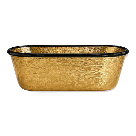 58 Eros Hammered Polished Brass Freestanding Tub with Black Rim