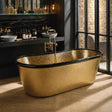 58 Eros Hammered Polished Brass Freestanding Tub with Black Rim