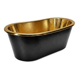 58 Evander Black Hammered Brass Freestanding Tub with Polished Brass Interior