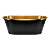 58 Evander Black Hammered Brass Freestanding Tub with Polished Brass Interior