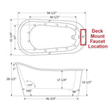 59" Cascade Acrylic Slipper Freestanding Massage Tub