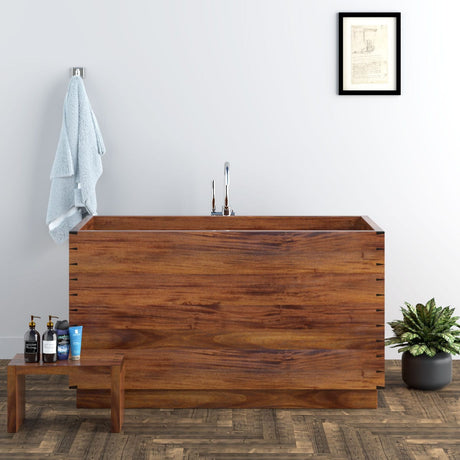 59" Dunken Handcrafted Natural Wood Japanese Soaking Tub