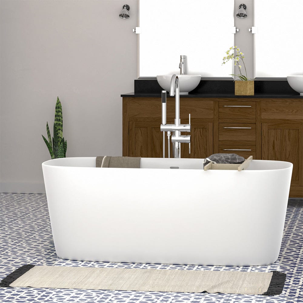 59" Narmey Solid Surface Stone Resin Freestanding Bathtub