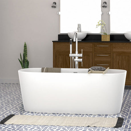 59" Narmey Solid Surface Stone Resin Freestanding Bathtub