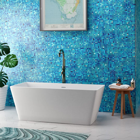 59" Platora Solid Surface Stone Resin Freestanding Bathtub