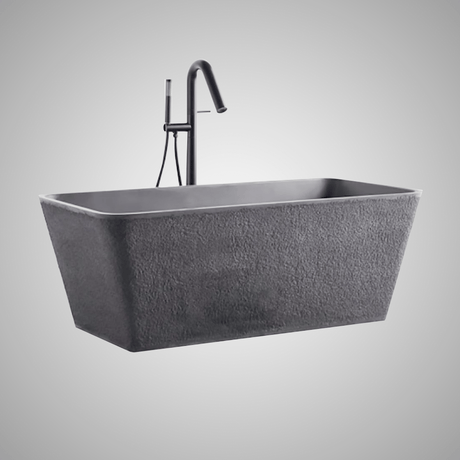 59" Russell Natural Concrete Rectangular Freestanding Tub - Rough Exterior