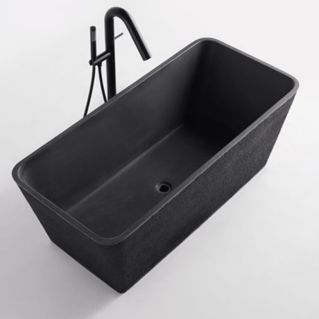 59" Russell Natural Concrete Rectangular Freestanding Tub - Rough Exterior