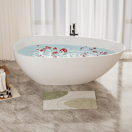 59" Topaz Solid Surface Stone Resin Freestanding Bathtub
