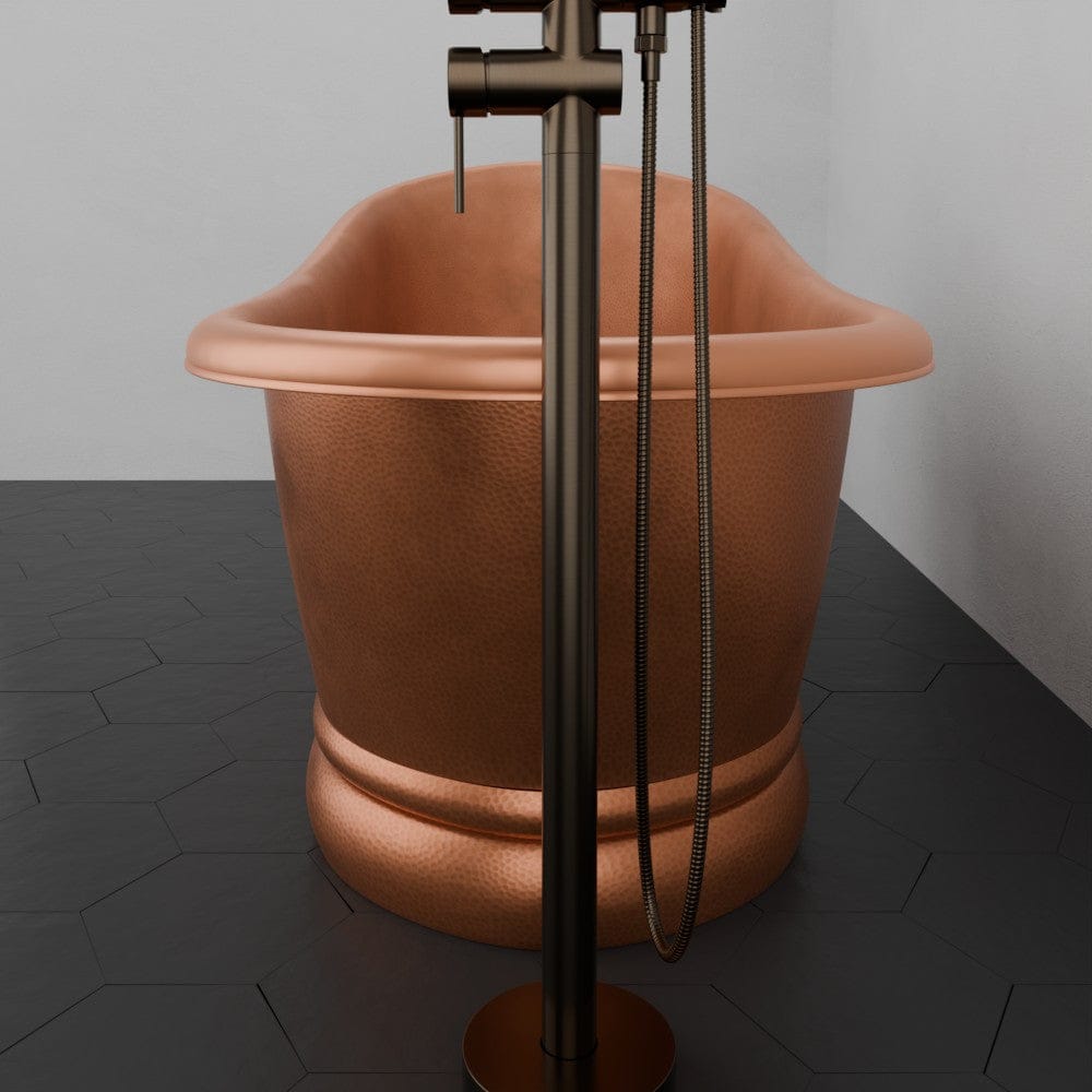 59" Zinsle Hammered Copper Single Slipper Copper Pedestal Tub