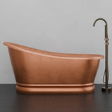 59" Zinsle Hammered Copper Single Slipper Copper Pedestal Tub