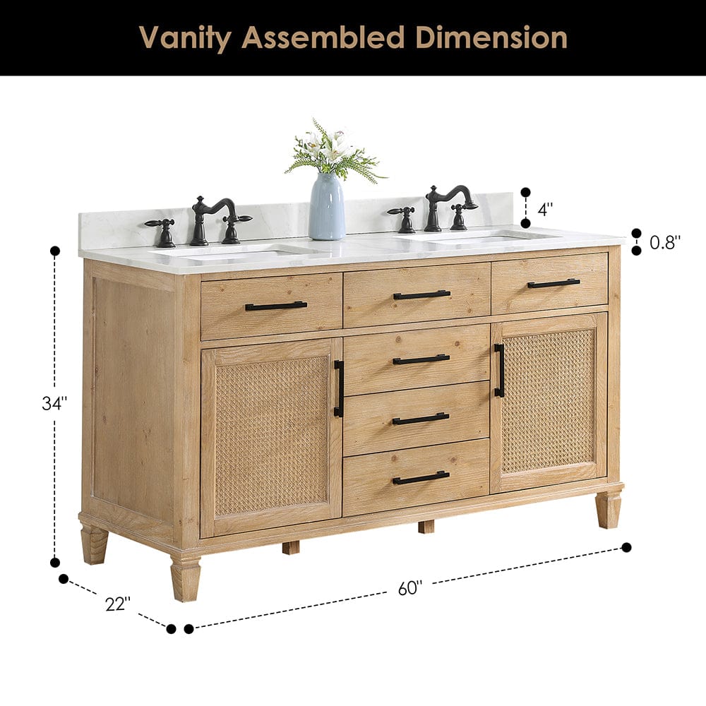 60" Catalpa Single Bathroom Vanity - Weathered Fir