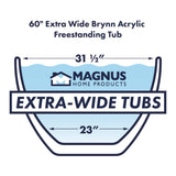 60" Extra Wide Brynn Acrylic Freestanding Tub With Insulation