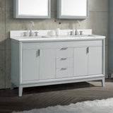 60" Heppener Double Vanity for Rectangular Undermount Sinks