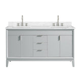 60" Heppener Double Vanity for Rectangular Undermount Sinks