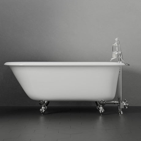 60" Jasper Cast Iron Roll-Top  Clawfoot Tub - 7" Rim Holes