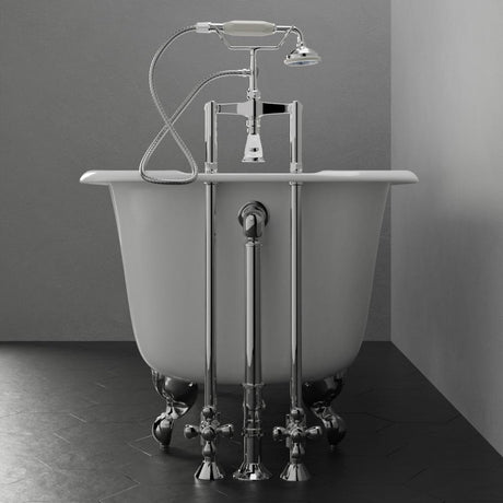 60" Jasper Cast Iron Roll-Top  Clawfoot Tub - 7" Rim Holes