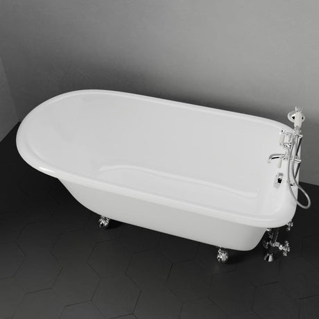 60" Jasper Cast Iron Roll-Top  Clawfoot Tub - 7" Rim Holes