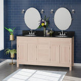 60" Mission Unfinished Red Oak Double Vanity for Undermount Sinks - 34" Height
