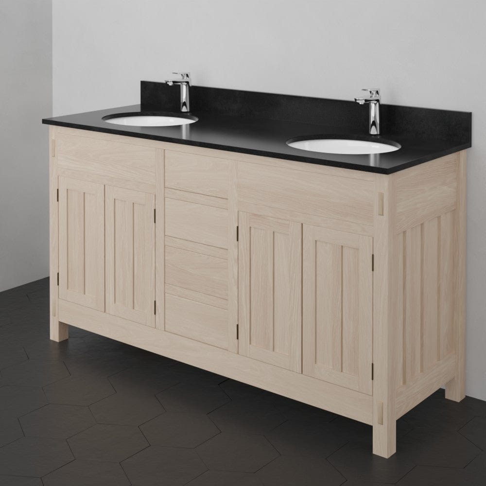 60" Mission Unfinished Red Oak Double Vanity for Undermount Sinks - 34" Height