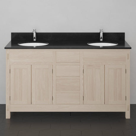 60" Mission Unfinished Red Oak Double Vanity for Undermount Sinks - 34" Height