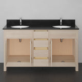 60" Mission Unfinished Red Oak Double Vanity for Undermount Sinks - 34" Height