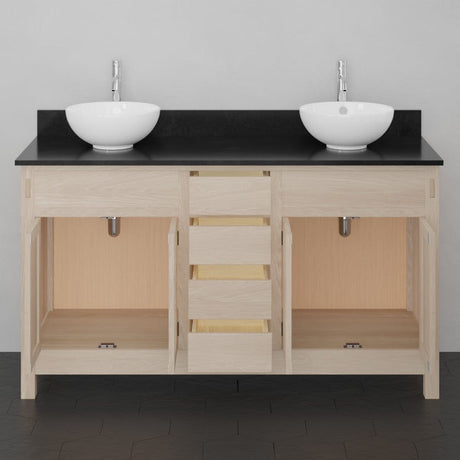 60" Mission Unfinished Red Oak Double Vanity for Vessel Sinks - 34" Height